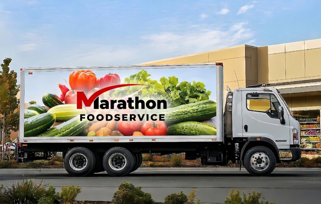 Delivery truck with Marathon Logo
