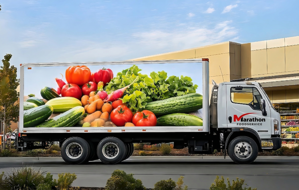 Delivery truck with Marathon Logo 2
