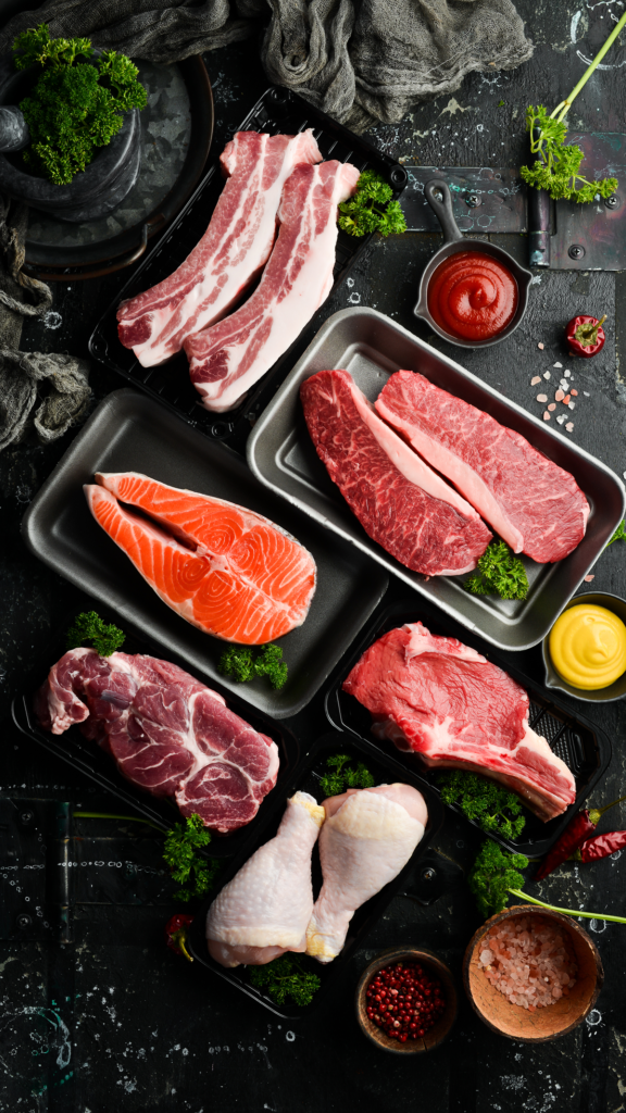 Fresh fish, meat, and chicken